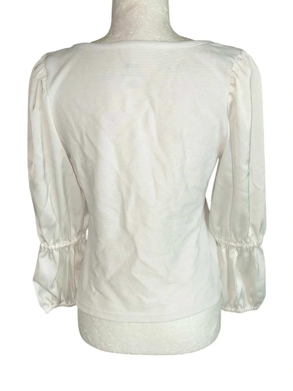 Anthropologie Maeve White Ribbed Satin Tiered Crop Top - M